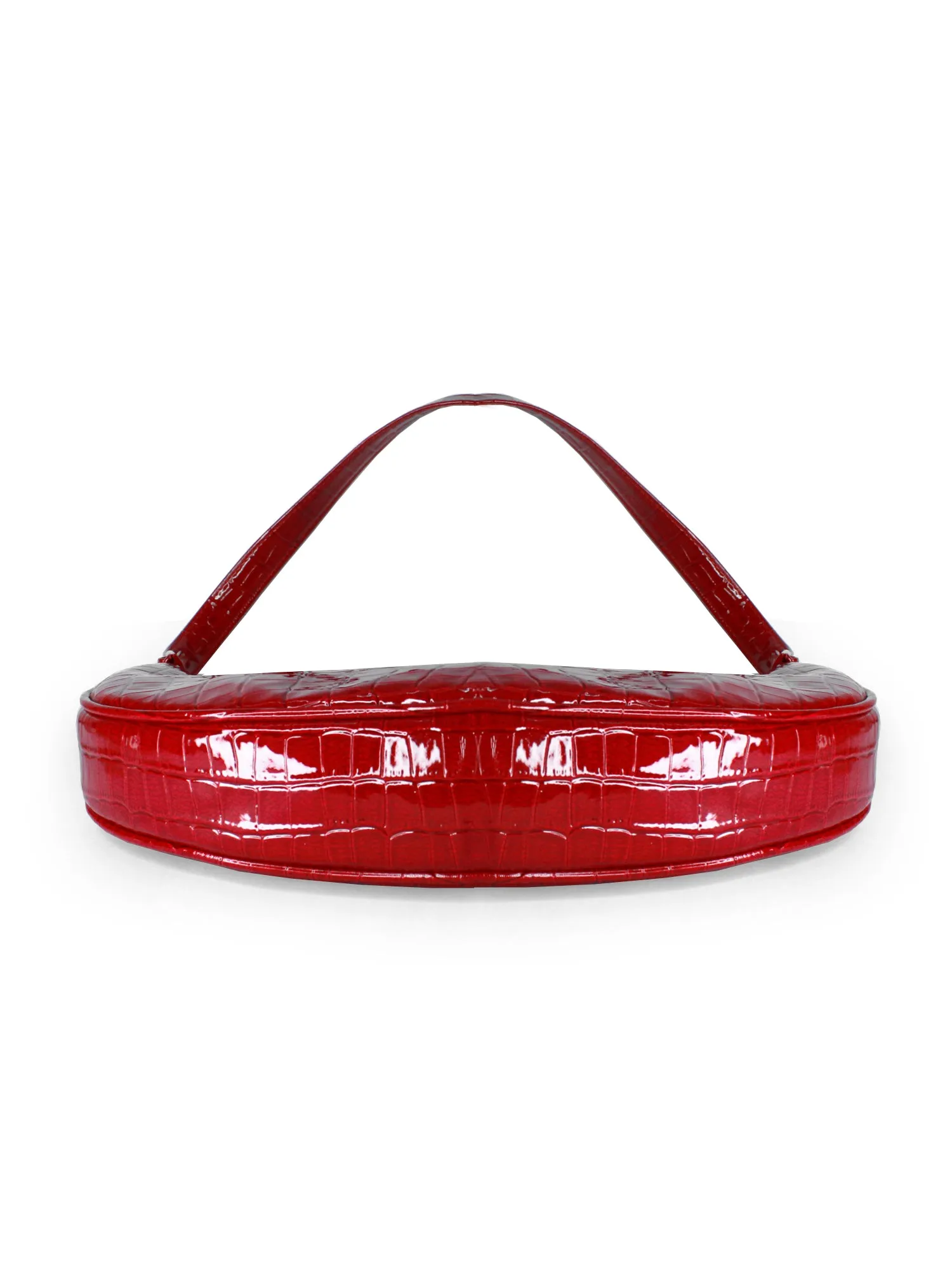 Red Croco Half Moon Baguette Shoulder Bag | Modern Myth