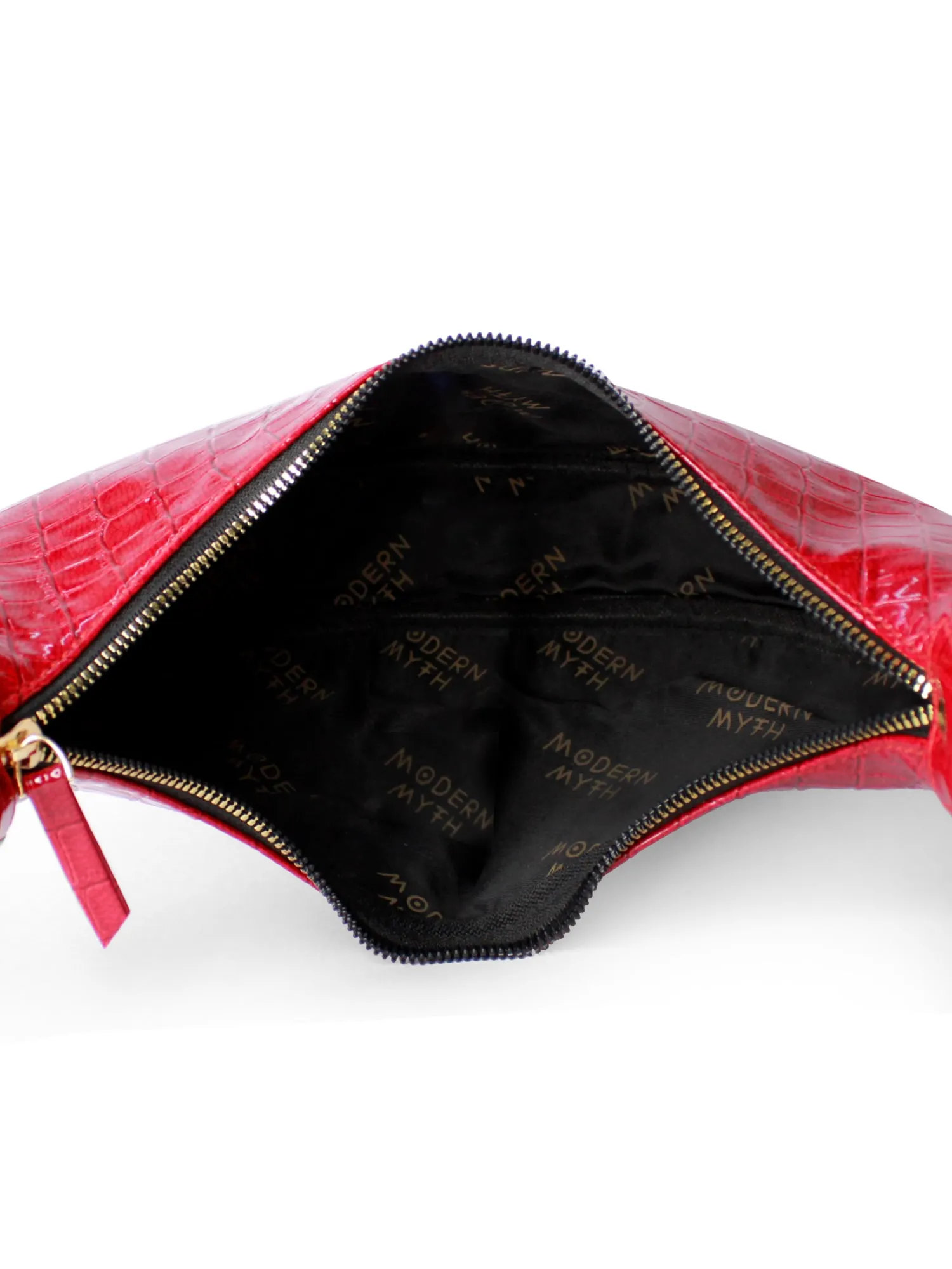 Red Croco Half Moon Baguette Shoulder Bag | Modern Myth