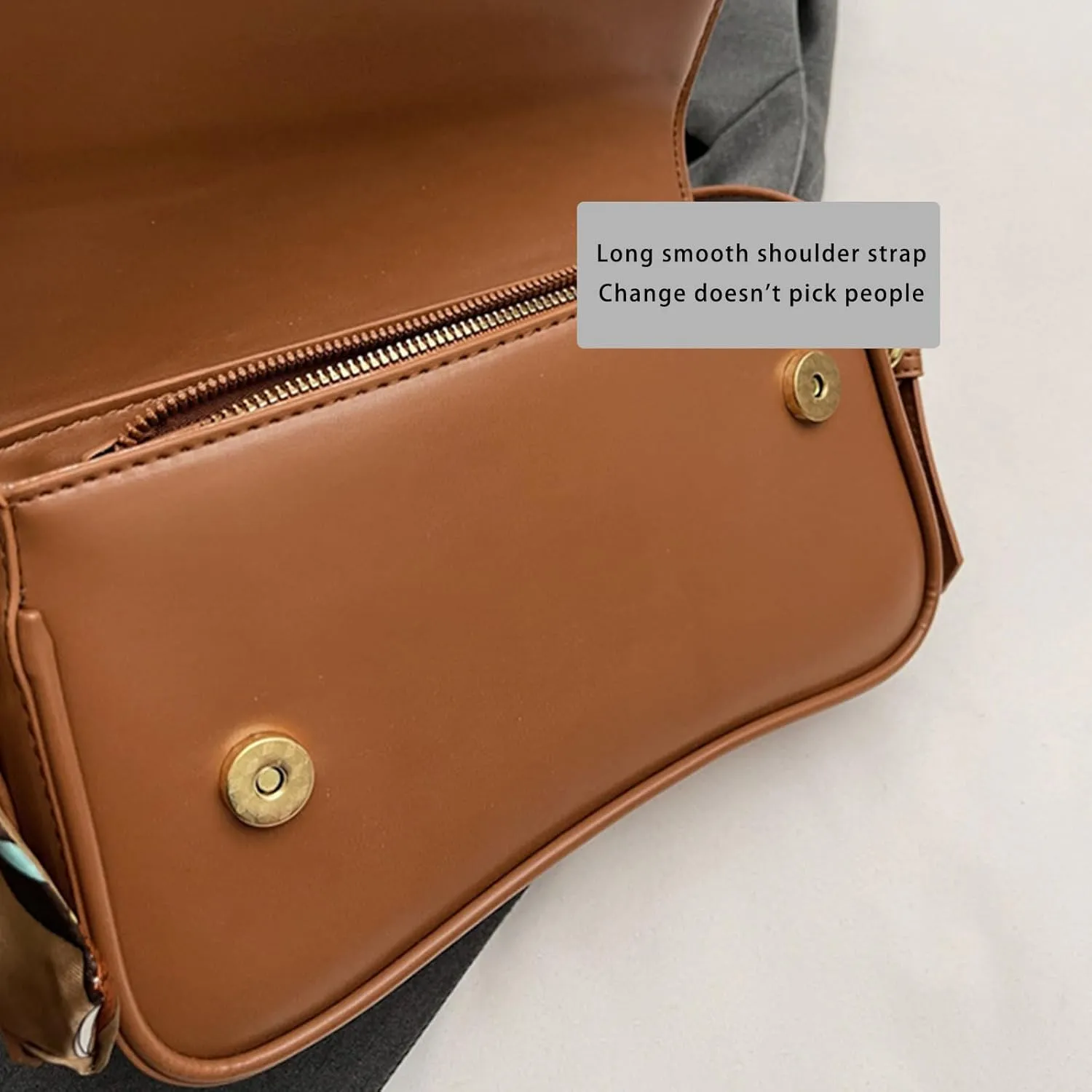 Retro PU Leather Shoulder Bag for Women Trendy Crossbody Purse with Two Removable Straps Solid Color Underarm Handbag