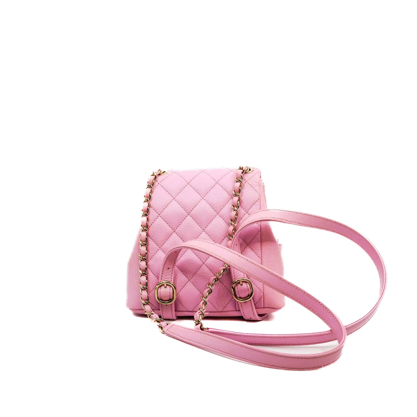 Small Duma Pockets Drawstring In Pink Caviar Leather Backpack GHW Seri CE25XXXX