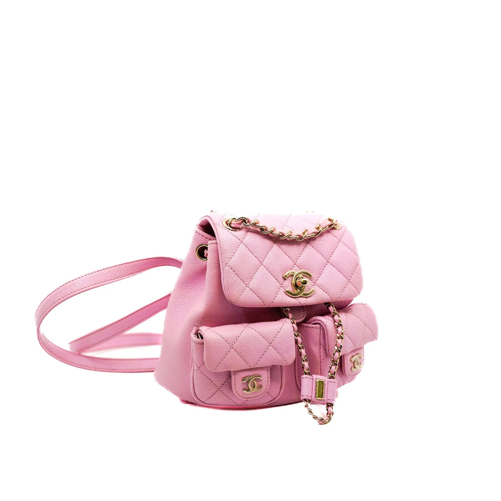 Small Duma Pockets Drawstring In Pink Caviar Leather Backpack GHW Seri CE25XXXX