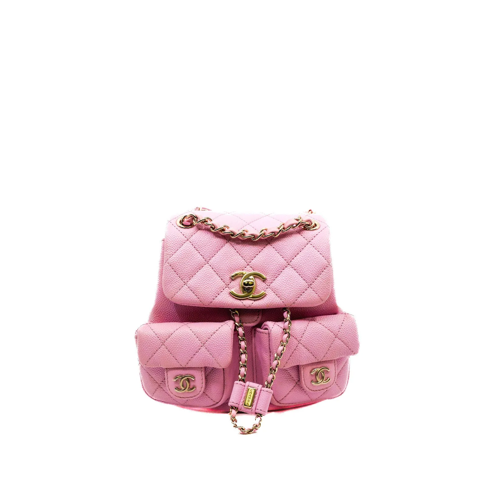 Small Duma Pockets Drawstring In Pink Caviar Leather Backpack GHW Seri CE25XXXX