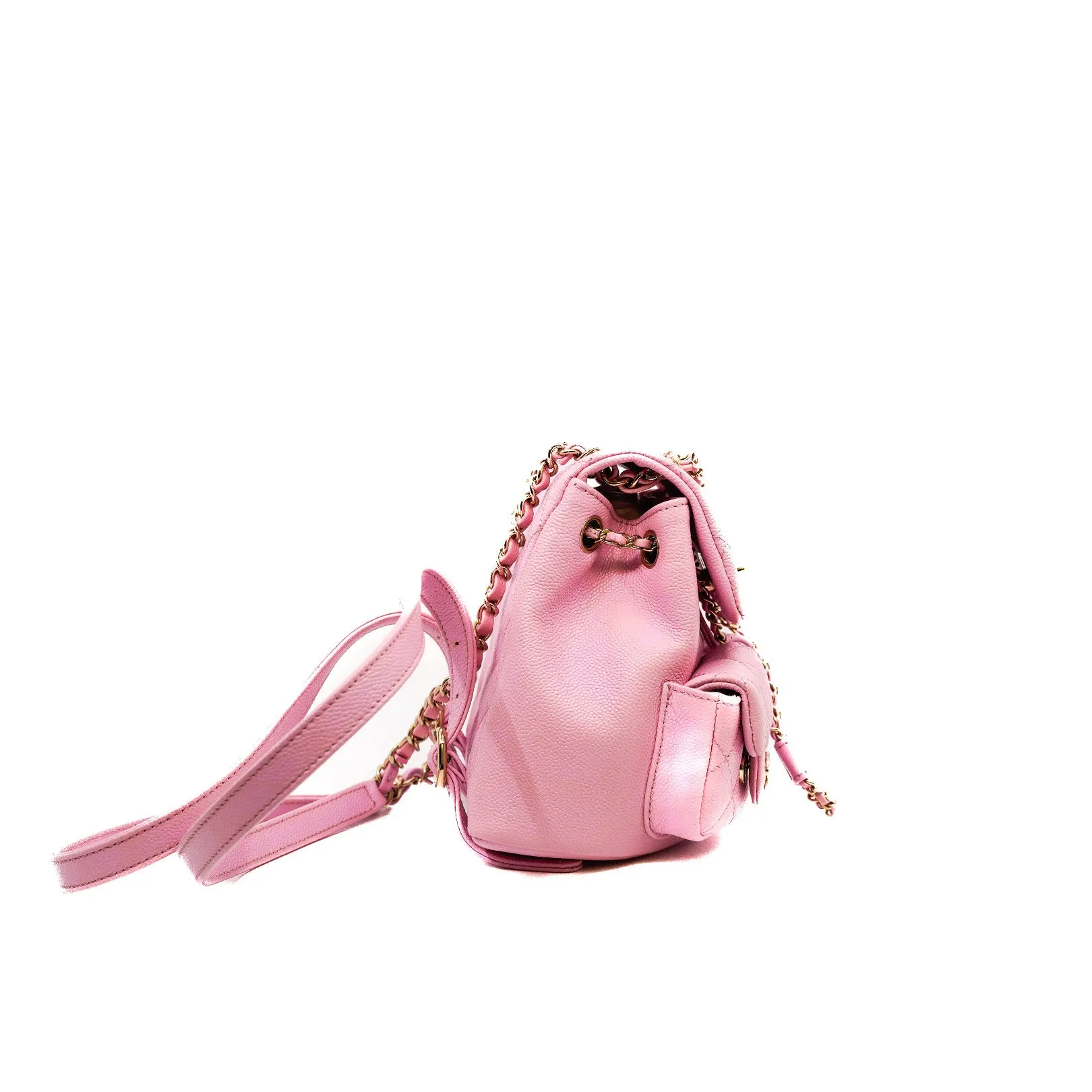 Small Duma Pockets Drawstring In Pink Caviar Leather Backpack GHW Seri CE25XXXX