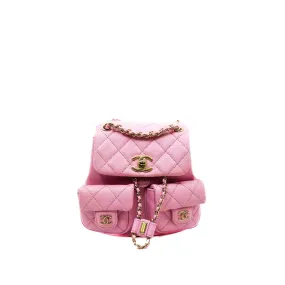 Small Duma Pockets Drawstring In Pink Caviar Leather Backpack GHW Seri CE25XXXX