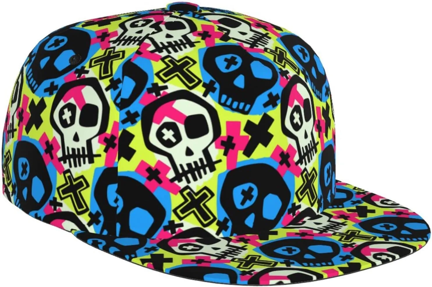 Stylish Skull Adjustable Snapback Hat for Men and Women Sun Cap, Hip Hop Cap Baseball Cap Flat Bill Brim Hat
