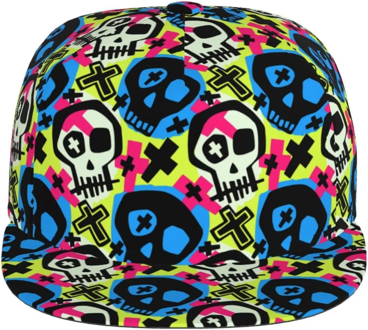 Stylish Skull Adjustable Snapback Hat for Men and Women Sun Cap, Hip Hop Cap Baseball Cap Flat Bill Brim Hat