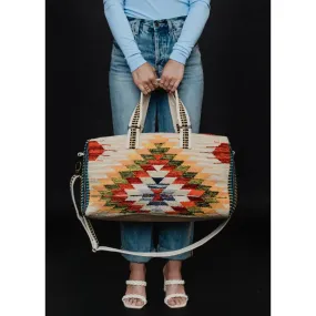 Tan & Multicolored Aztec Duffel