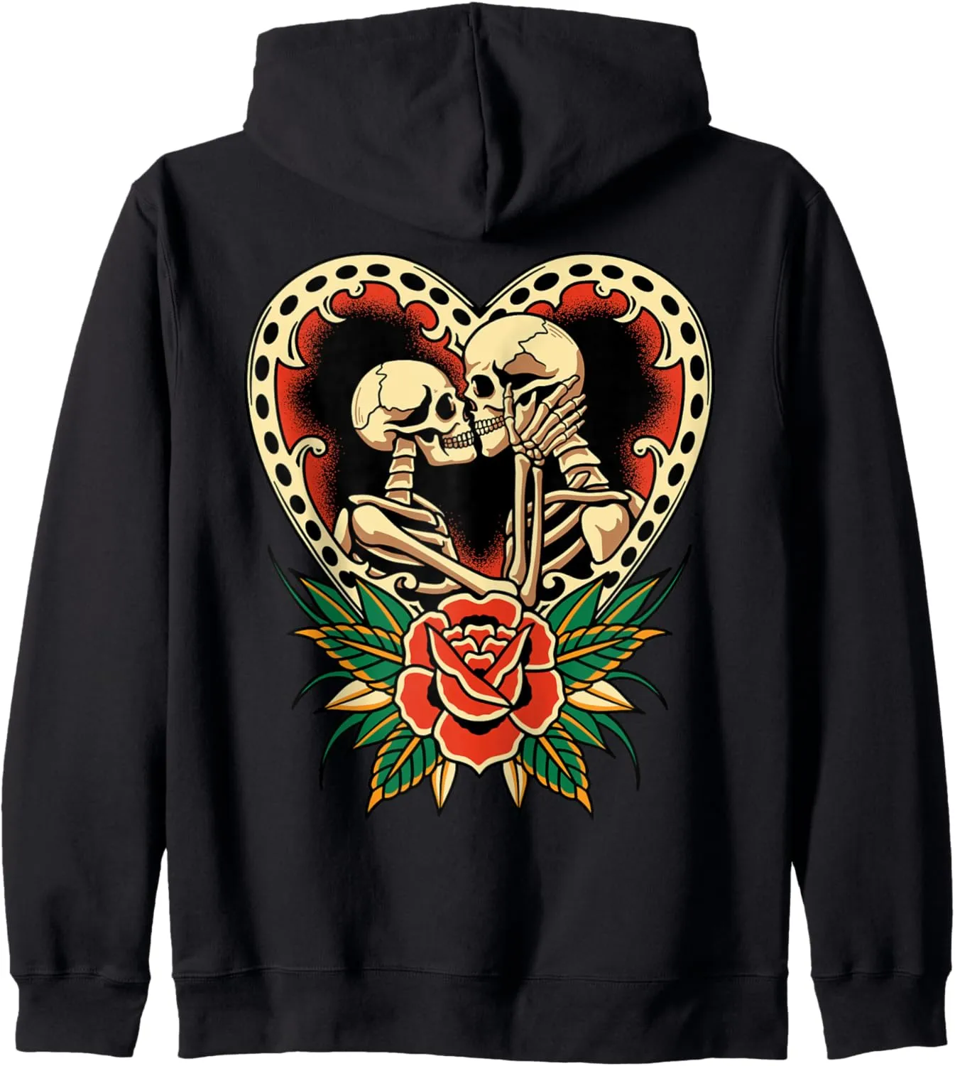 The Lovers Skeletons Vintage Traditional Tattoo Retro Alt Zip Hoodie