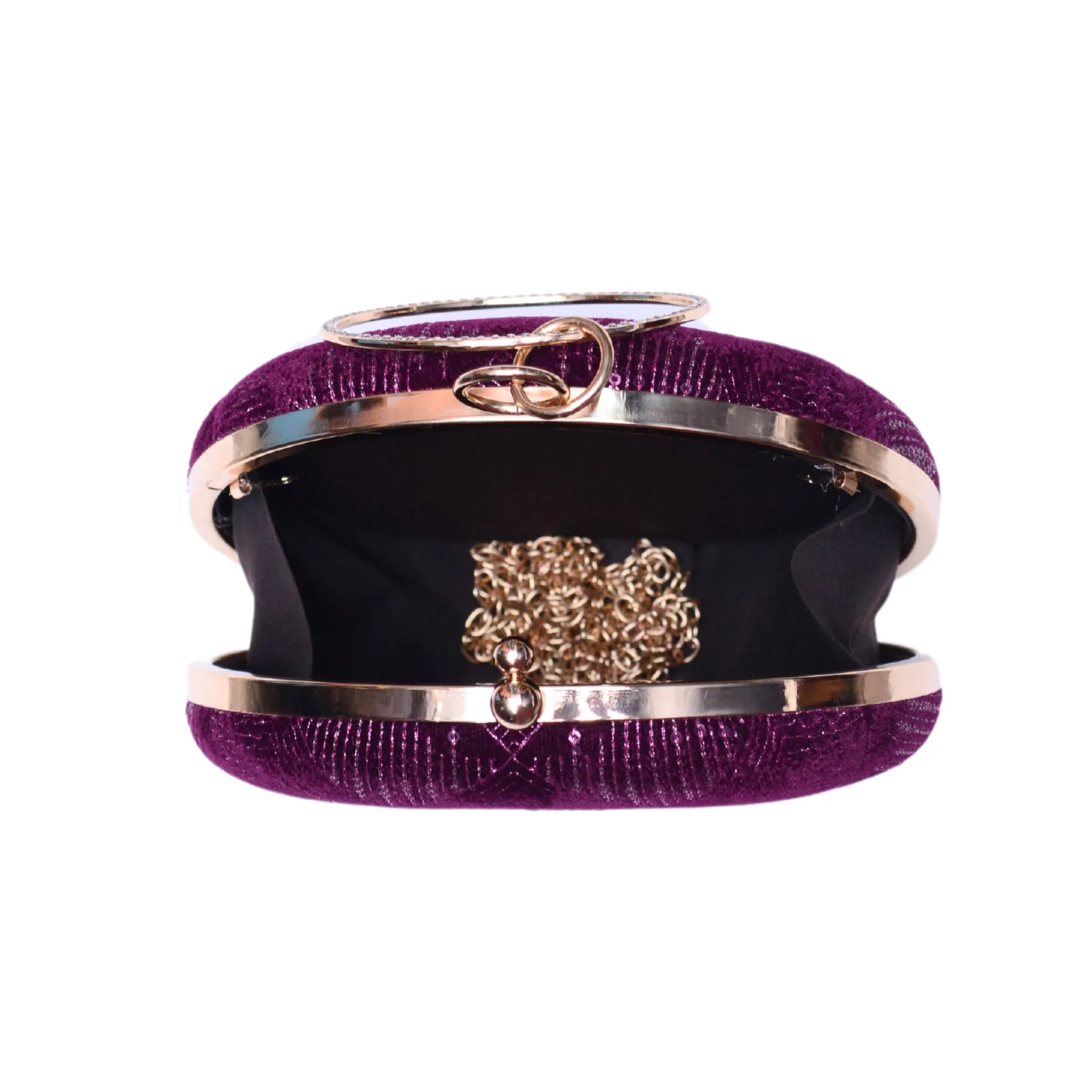 Wine Sequins Round Party Clutch