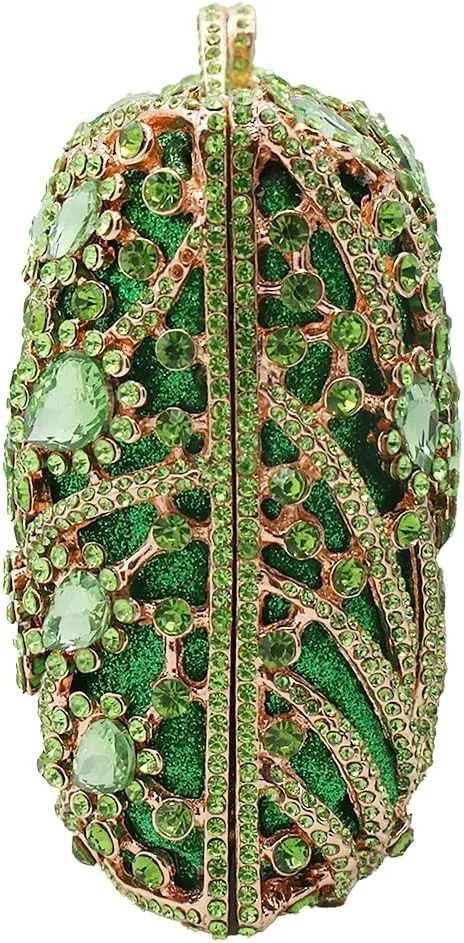 Women Sparkling Rhinestone Clutch Purse Seaweed Crystal Evening Bag Wedding Handbag Shoulder Bag for Prom Party