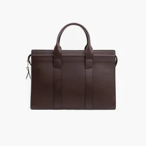 Zip Top Briefcase in Chocolate Harness Leather