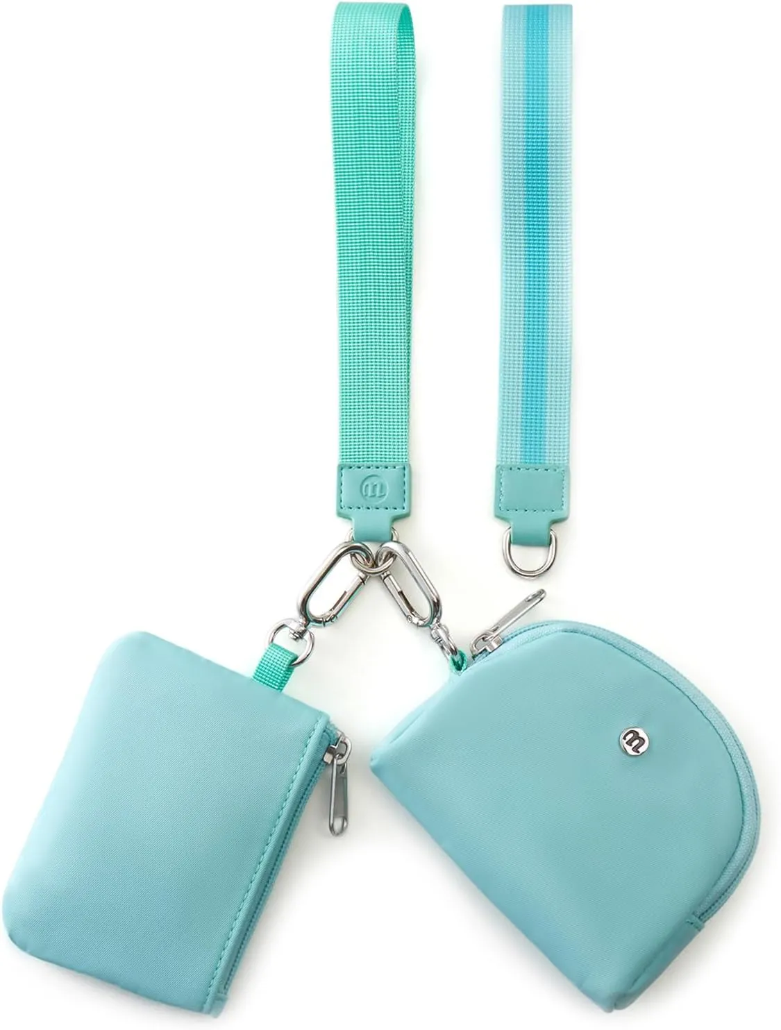 ZRRAJOY Mini Zip Around Wristlet Wallet for Women - Dual Pouch Coin Purse with 2 Straps, Keychain & Wristlet, Small Cute Clutch for Teen Girls, Compact Organizer for Cards, Keys, and Coins, Mint,
